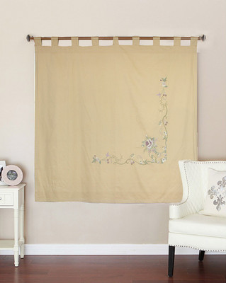 60% OFF on MilanoHome Cotton Gold Embroidered Eyelet Curtain