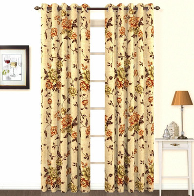 10% OFF on Skipper Polyester, Viscose, Blends Multicolour Floral Concealed Tab Top Curtain