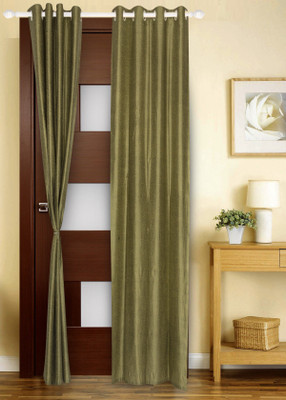75% OFF on Dreams Polyester Green Solid Eyelet Curtain