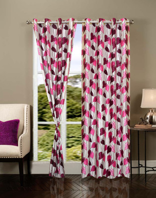 59% OFF on IWS Polyester Multicolor Floral Ring Rod Curtain
