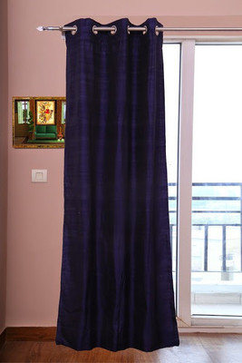 ZappyCart Silk Navy Blue Solid Eyelet Curtain ZappyCart Silk Navy Blue Solid Eyelet Curtain