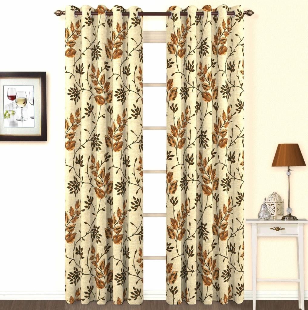 10% OFF on Skipper Polyester, Viscose, Blends Orange Floral Concealed Tab Top Curtain
