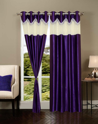 55% OFF on IWS Polyester Multicolor Solid Ring Rod Curtain