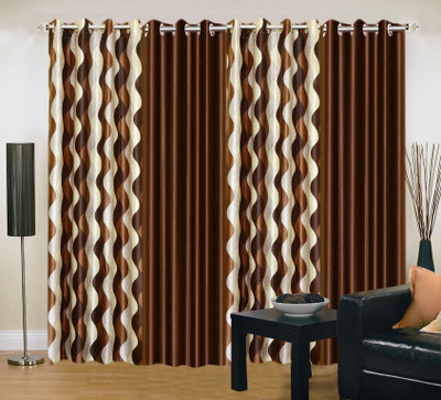 34% OFF on IWS Polyester Brown, White Printed Eyelet Curtain