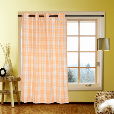 40% OFF on Kings Polycotton Orange Printed Tab Top Curtain