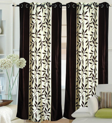 62% OFF on Fantasy Home Decor Polyester Brown Floral Eyelet Curtain