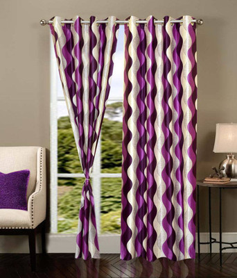 50% OFF on Home Beauty Polyester Purple Printed Eyelet Curtain