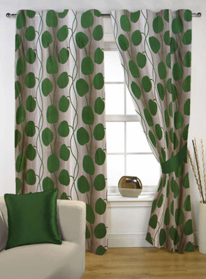 50% OFF on Kings Polycotton Green Printed Eyelet Curtain