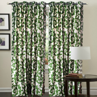 55% OFF on Decor Vatika Polyester Green Abstract Eyelet Curtain