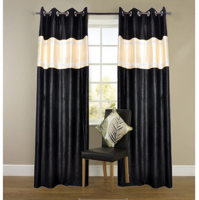 31% OFF on Handloomhub Polyester Black Solid Tab Top Curtain