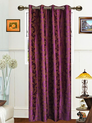 61% OFF on Dekor World Polyester Purple Floral Tab Top Curtain