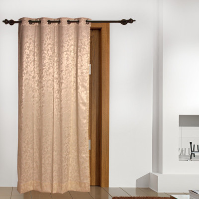 5% OFF on FloatingWalls Polyester Beige Floral Eyelet Curtain