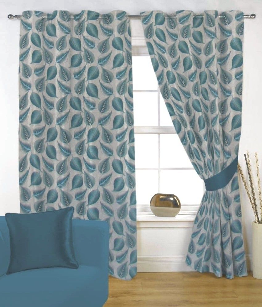66% OFF on Fabutex Polyester Multicolor Floral Eyelet Curtain