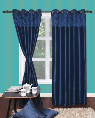 Furniche Polyester Blue Striped Eyelet Curtain Furniche Polyester Blue Striped Eyelet Curtain
