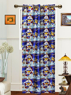 52% OFF on Dekor World Polyester Blue Self Design Eyelet Curtain