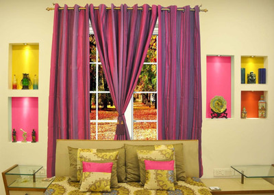50% OFF on Ariana Cotton Purple Floral Eyelet Curtain