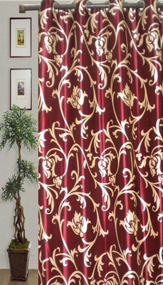 60% OFF on JBG Home Store Polyester Maroon Floral Eyelet Curtain
