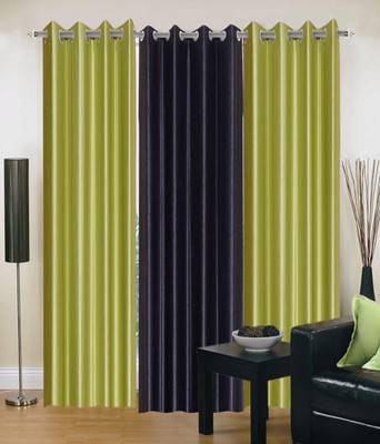 Decor Vatika Polycotton Green, Black Printed Eyelet Curtain Decor Vatika Polycotton Green, Black Printed Eyelet Curtain