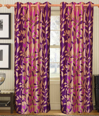 59% OFF on Hargunz Polyester Purple Floral Eyelet Curtain