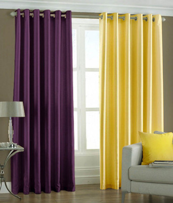 66% OFF on HomeZaara Polyester Purple, Yellow Solid Eyelet Curtain 66% OFF on HomeZaara Polyester Purple, Yellow Solid Eyelet Curtain