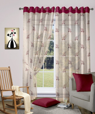48% OFF on Vorhang Tissue Maroon Floral Eyelet Curtain 48% OFF on Vorhang Tissue Maroon Floral Eyelet Curtain
