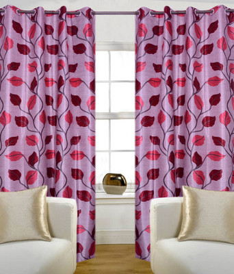 55% OFF on HomeZaara Polyester Multicolor Abstract Eyelet Curtain