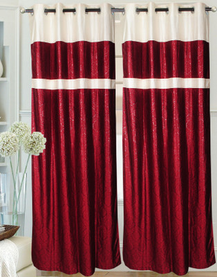 56% OFF on Hargunz Polyester Maroon Floral Eyelet Curtain 56% OFF on Hargunz Polyester Maroon Floral Eyelet Curtain