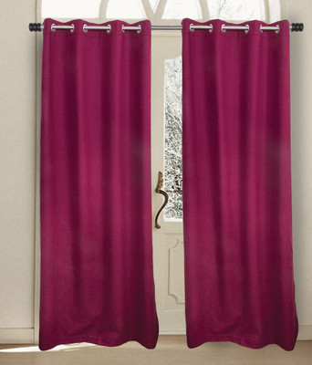 House This Cotton Mehroon Geometric Eyelet Curtain