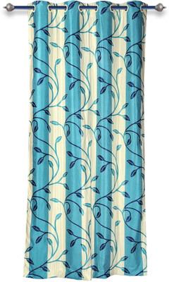 25% OFF on Mahamantra Polyester Light Blue Printed Eyelet Curtain