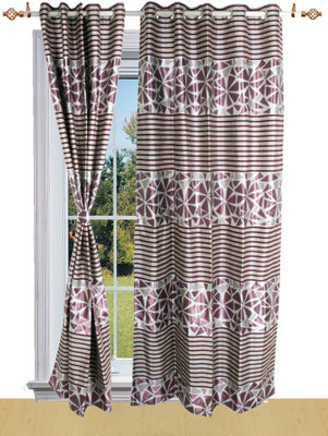 50% OFF on Shandar Chenille, Jacquard Purple Solid Eyelet Curtain