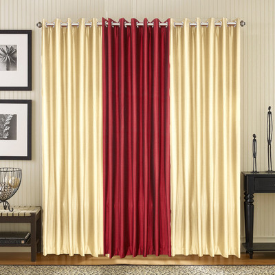 33% OFF on Pindia Polyester Fawn, Maroon Solid Eyelet Curtain