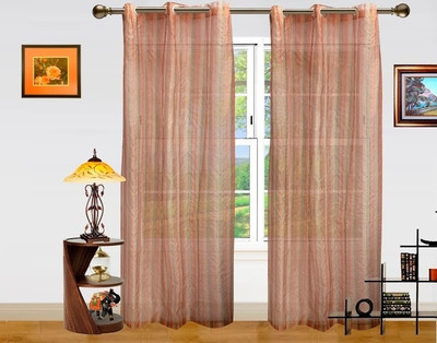 46% OFF on Dekor World Polyester Brown Abstract Eyelet Curtain