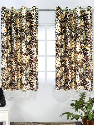68% OFF on Homefab India Polyester Brown Geometric Eyelet Curtain