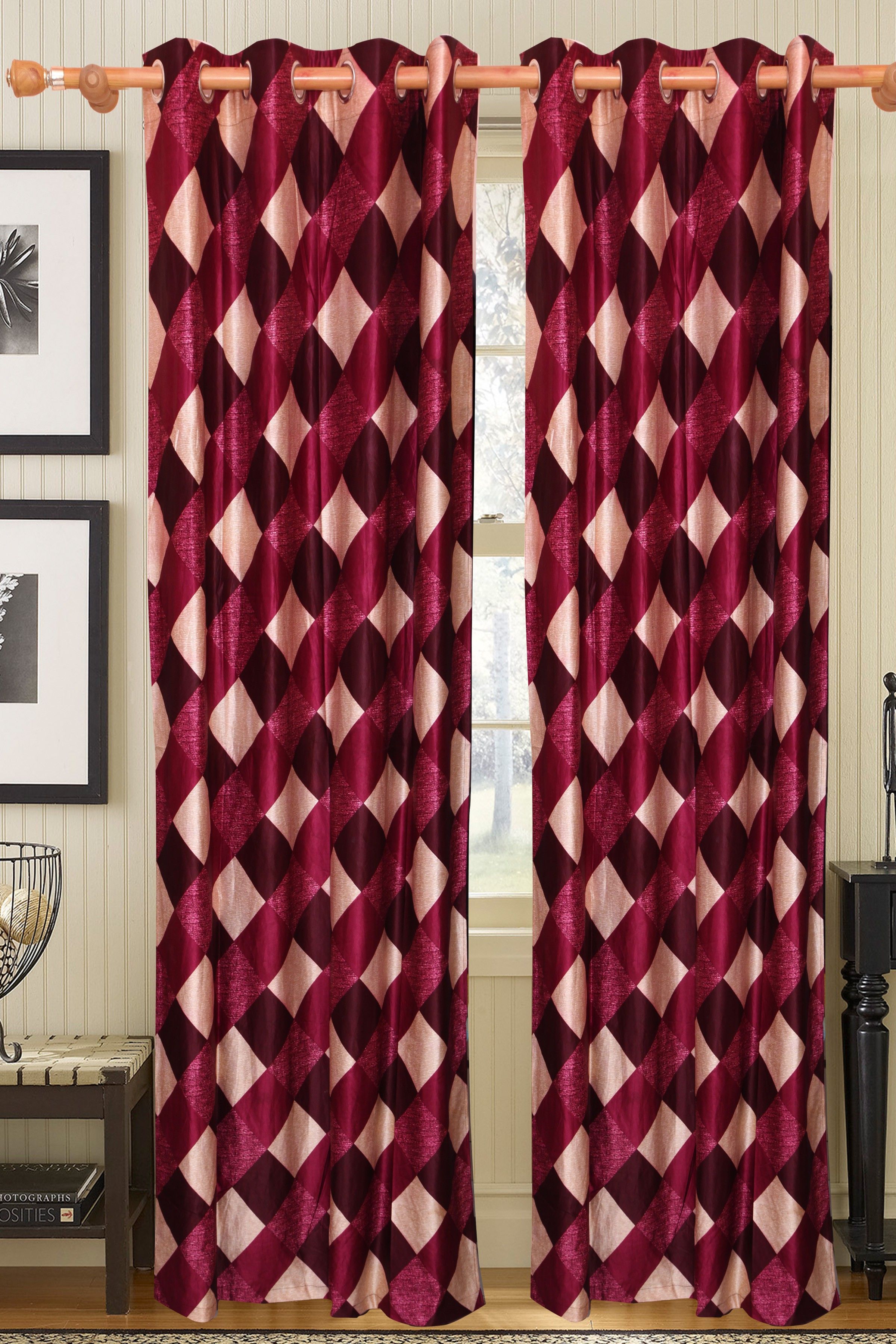 42% OFF on Vrinda Polyester Purple Solid Eyelet Curtain