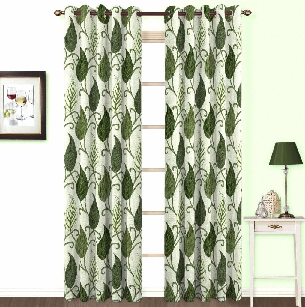 9% OFF on Skipper Polyester, Viscose, Blends Green Floral Eyelet Curtain
