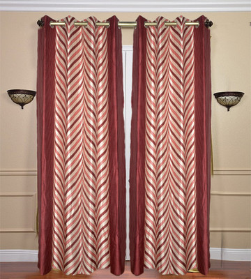 40% OFF on JBG Home Store Polyester Maroon Solid Eyelet Curtain