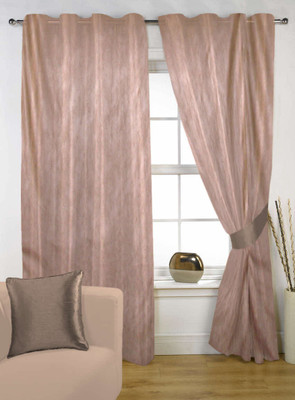 55% OFF on Delight Polycotton Brown Solid Eyelet Curtain