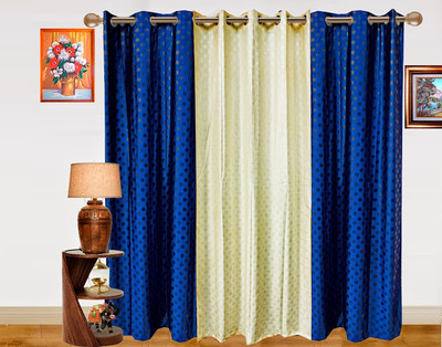 53% OFF on Dekor World Polyester Blue Self Design Eyelet Curtain
