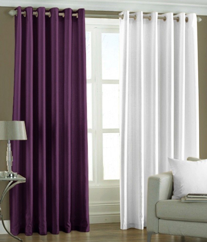 59% OFF on HomeZaara Polyester Purple, White Solid Eyelet Curtain 59% OFF on HomeZaara Polyester Purple, White Solid Eyelet Curtain