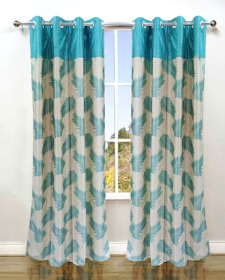 66% OFF on Homefab India Polyester Blue Polka Eyelet Curtain