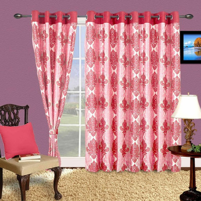 53% OFF on Cortina Polyester Pink Damask Eyelet Curtain 53% OFF on Cortina Polyester Pink Damask Eyelet Curtain
