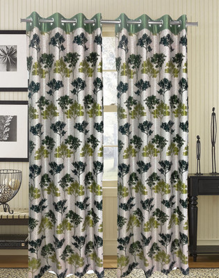 58% OFF on Homefab India Polyester Green Geometric Eyelet Curtain