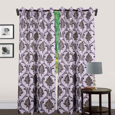 55% OFF on HomeZaara Polyester Grey Floral Eyelet Curtain
