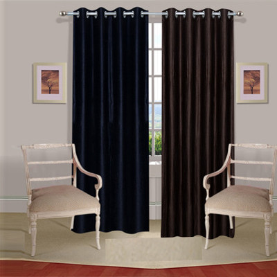 42% OFF on Handloomdaddy Polyester Black, Brown Fleur-de-lis Eyelet Curtain