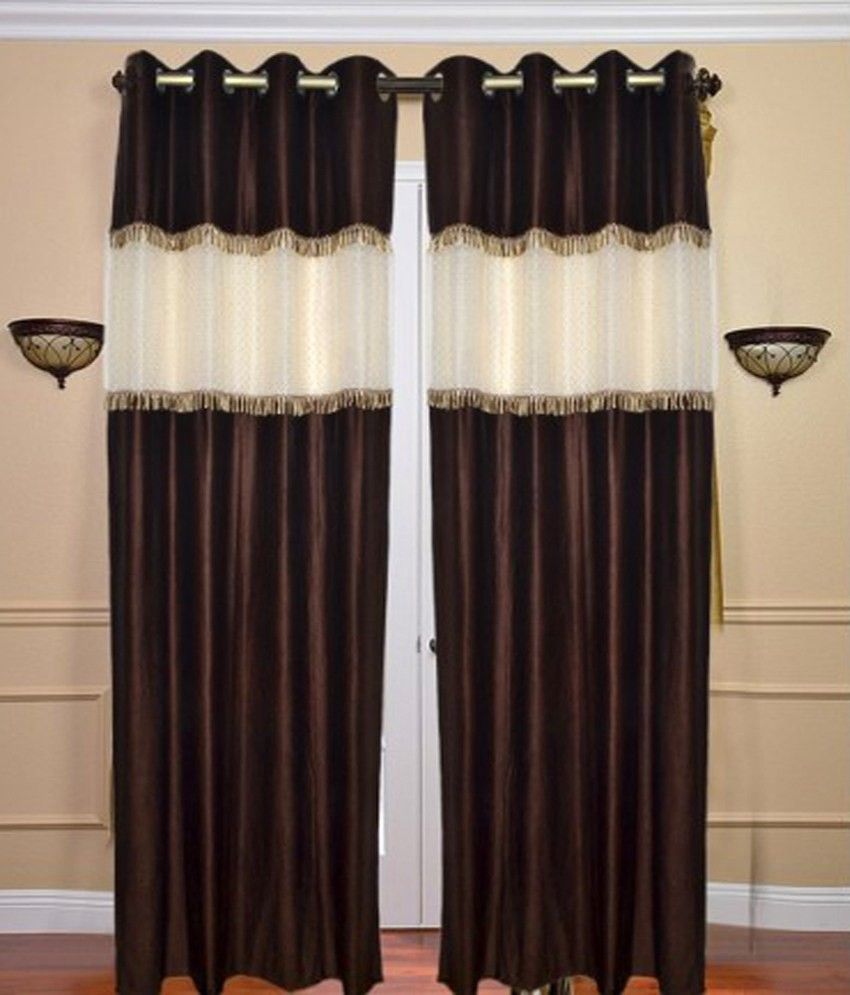62% OFF on Shopgrab Polyester Brown, Beige Printed Eyelet Curtain