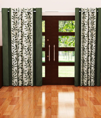 40% OFF on Kabir Polyester Green Printed Eyelet Curtain
