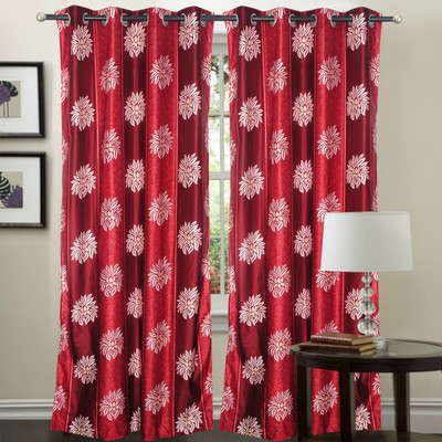 45% OFF on Hargunz Polyester Red Floral Eyelet Curtain 45% OFF on Hargunz Polyester Red Floral Eyelet Curtain