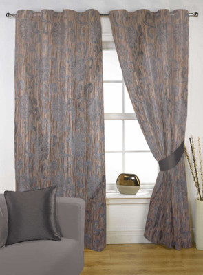 60% OFF on Delight Polycotton Pink Floral Eyelet Curtain