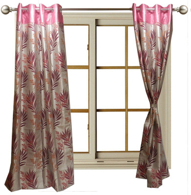60% OFF on Furnishing Centre Polyester Pink Floral Eyelet Curtain
