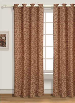 30% OFF on House This Cotton Brown Floral Eyelet Curtain